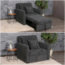 MCW Schlafsessel MCW-L90, Klappsessel Gästebett Relaxsessel, Liegefläche 200x100cm Stoff/Textil Cord ~ dunkelgrau