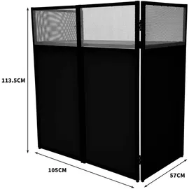 MONSTER SHOP DJ Booth Kabine Stand Tisch Faltbar Klappbar Mobil Setup Disco Schwarz & Weiß Dehnbarer Stoff Pulverbeschichteter Stahl Tragetasche Aufbewahrungstasche Sicherungsmechanismus Komplettset Feier Party