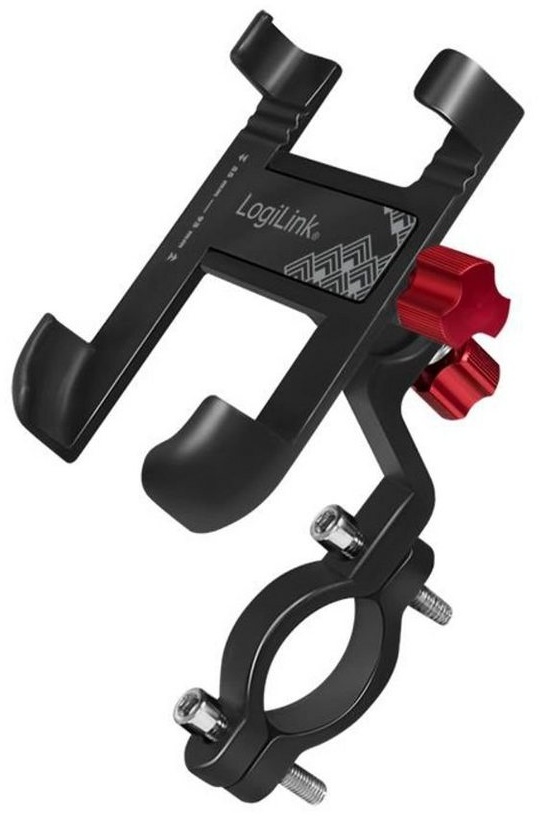 LogiLink Smartphone Bicycle Holder Smartphone-Halterung, (360 degree, angled, aluminum, black) schwarz