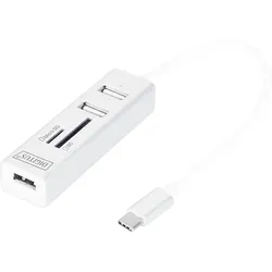 Digitus DA-70243 3 Port USB 2.0-Hub mit USB-C? Stecker, mit Aluminiumgeh?use, mit OTG-Funktion, mit