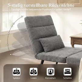 Homcom Schlafsessel 3 in 1 Chenille 67 x 96 x 73 cm Grau mit Kissen