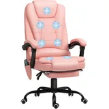 Vinsetto Bürostuhl mit 7 Punkt Massage, ergonomischer Bürosessel mit Liegefunktion, höheverstellbar Chefsessel mit Fernbedienung, 120kg belastba... - Rosa