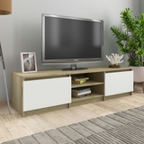 vidaXL TV-Schrank Weiß und Sonoma-Eiche 140x40x35,5 cm Holzwerkstoff