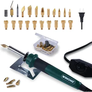 WINONS Brandmalerei Lötkolben Set WBT0003, Brandmalkolben für Holz mit Temperaturregler, Brennpeter für holz, Holzgravur Gerät und Holzbrenner (25er-Set)