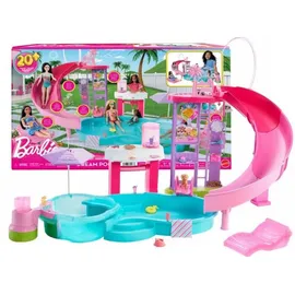 Mattel Puppenzubehör Traumpool Spielset mit Rutsche und schäumendem Whirlpool Beige