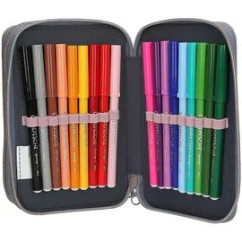 DEPESCHE 3-Fach Federtasche mit 3D-Effekt und Pferde Motiv, Federmappe mit Buntstiften, Schere, Lineal UVM.