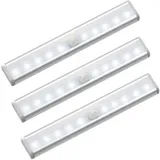 Set Mit 3 Led-leuchten Mit Bewegungsmelder Für Schränke, 10 Kabellose Led-strahler, Led-schrankleuchten, Batteriebetriebene Led-leuchten Mit Magnetstreifen, Nachtlicht