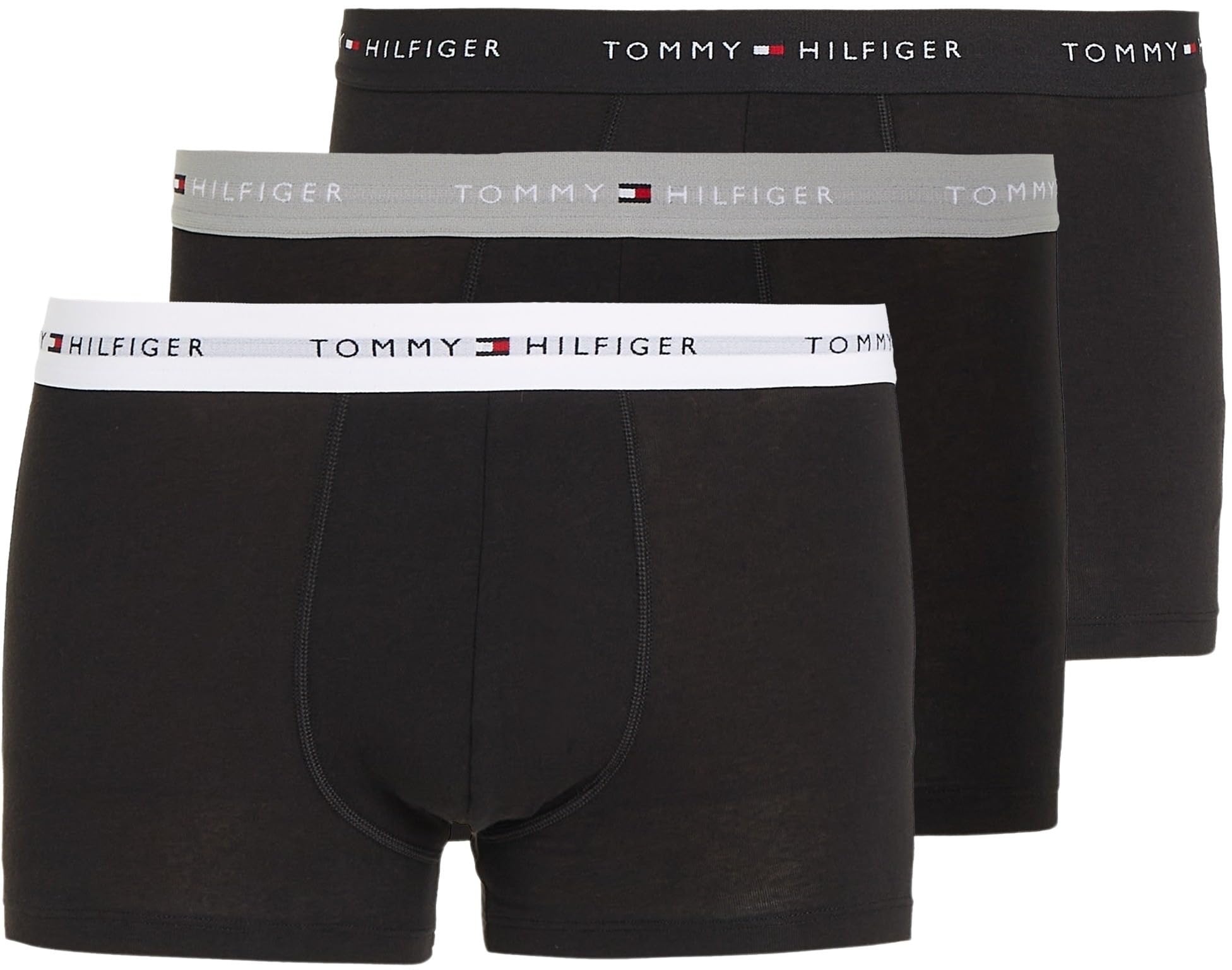 Tommy Hilfiger Herren 3p Wb Um0um02763 Trunk, Mehrfarbig (Grey Heather/Black/White), M EU