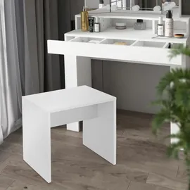 ML-Design Schminktisch mit Hocker & Spiegel 90x38x138 cm, Weiß, Frisiertisch mit Schublade, moderner Kosmetiktisch Frisierkommode Make-up Tisch