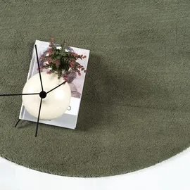The CarPET Teppich THE CARPET "Relax round", grün (dunkelgrün), H:16mm Ø:200cm, Polyester, Teppiche, Teppich, waschbarer Wohnzimmer Teppich modern rutschfest