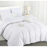 Utopia Bedding Bettwäsche 220x240 Set - Mikrofaser Bettbezug 240x220 cm + 2 Kissenbezüge 65x65 cm - Bedruckt weiß