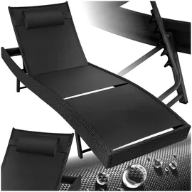 Tectake Rattan Sonnenliege 211 x 69 x 94 cm Schwarz