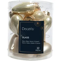 12 GlasHERZEN 4cm Christbaumschmuck Weihnachtskugeln Weihnachtsbaum champagner