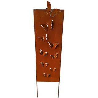 Schild Spruchtafel Gartenschild Edelrost rostige Gartendeko 115cm Edelrost Gartenstecker Rost Sichtschutz Schmetterling