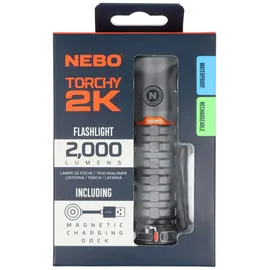 Nebo LED Taschenlampe TORCHY 2K mit bis zu 2000lm und 200m Leuchtweite integrierter 18650 Akku Li-ion 3,7V 2200mAh