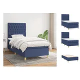 vidaXL Boxspringbett mit Matratze Blau 90x200 cm Stoff