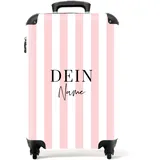 NoBoringSuitcases.com® Kinderkoffer Mädchen - Koffer Kinder - Hartschalenkoffer Streifen Rosa - Reisekoffer - Kinder Trolley Mädchen - 55x40x20 - Handgepäck - Rollkoffer - Personalisiert