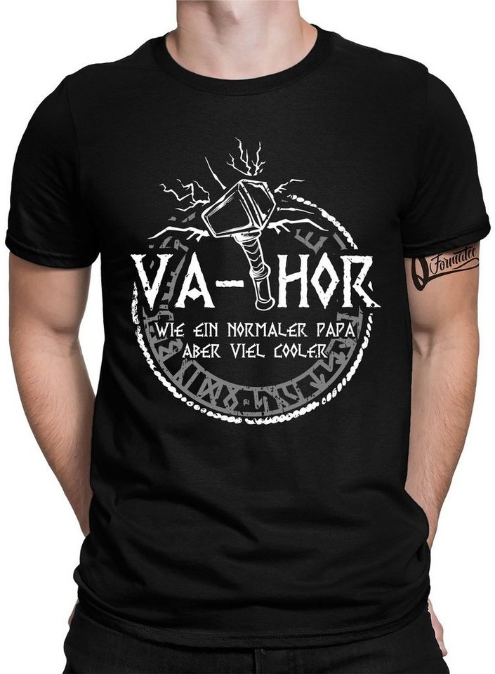 Quattro Formatee Kurzarmshirt Va-Thor Wikinger Viking - Papa Vatertag Vater Herren T-Shirt (1-tlg) schwarz