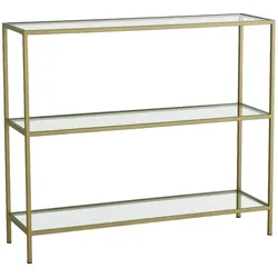 Dmora Konsolentisch Dkerriga, Ausziehbarer Mehrzwecktisch, Eingangskonsole, Regal mit Erweiterungen, 100x30h85 cm, Gold