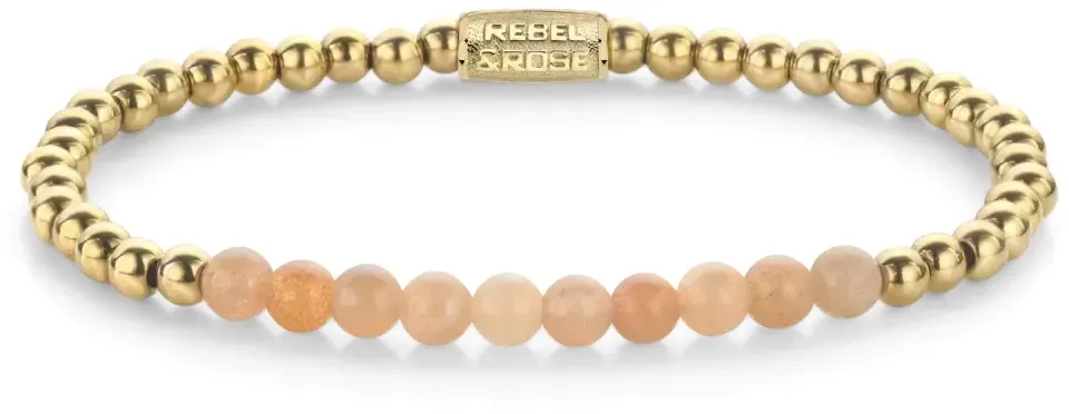 REBEL & ROSE - BRACELETS BEADS - Sunstone meets Yellowgold - gold / 4 MM
