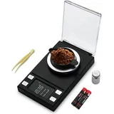 UNIWEIGH Hochpräzise Milligramm-Waage 50g/0,001g,Mini Karat Gramm Feinwaage für Pulver Medizin,Schmuck,Edelstein,Wiederladen,Labor,Taschenwaage mit Cal Gewicht,Mg Waage mit Tara,Tray und Schaufel