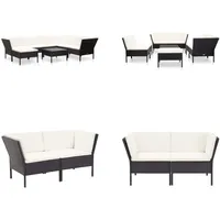 vidaXL 8 tlg. Garten Lounge Set mit Auflagen Poly Rattan Schwarz - Garten-Lounge-Set - Garten-Lounge-Sets - Gartensofa - Gartensofas - Schwarz