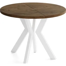 WFL GROUP Runder Ausziehtisch 90-190 x 77 cm Eiche Braun