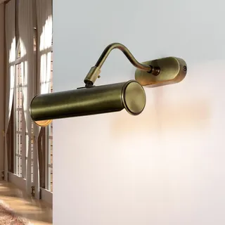 Licht-Erlebnisse Bilderleuchte Messing E14 20 cm Breit in Bronze Jugendstil