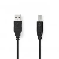 Nedis USB-Kabel | USB 2.0 | USB-A Stecker | USB-B Stecker | 10 W | 480 Mbps | Vernickelt | 0.50 m | Rund | PVC | Schwarz | Label