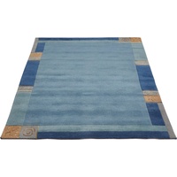 Wollteppich LUXOR LIVING "India" Teppiche Gr. B/L: 250 cm x 350 cm, 20 mm, 1 St., blau Designer-Teppich Knüpfteppich Schurwollteppich Teppich Schurwollteppiche Teppiche