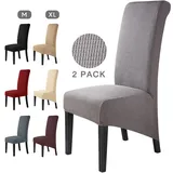 Stuhlhussen 2 Stück Elegante Stuhlbezüge Stretch Stuhlbezug Elastische Spandex XL Stuhlhussen Universal Stretchhusse Abnehmbare Waschbar Stuhlbezug für Hotel ,große Esszimmerstühle(2 Stück,Grau)-XL