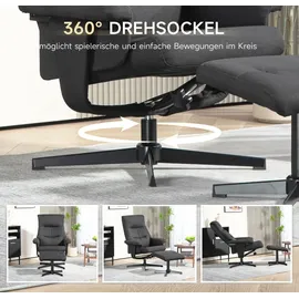 Homcom Relaxsessel mit Hocker Gepolstert 81 x 102 x 74 cm Schwarz