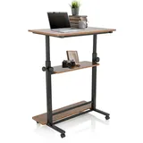 HJH Office WORKSTATION II 80x50 cm Mobiler Computertisch mit Rollen, Laptoptisch, Schwarz/Walnuss 830070
