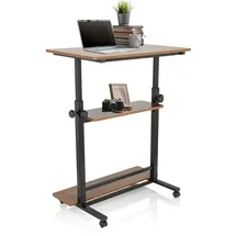 HJH Office WORKSTATION II 80x50 cm Mobiler Computertisch mit Rollen, Laptoptisch, Schwarz/Walnuss 830070