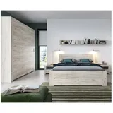 Lomadox Schlafzimmer-Set AMANTEA-129, (Spar-Set, 6-tlg), mit Bett 160x200cm, Craft Eiche weiß weiß
