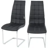 Estexo Freischwinger Esszimmerstuhl Küchenstuhl 2er Set Stuhl Schwingstuhl Schwarz