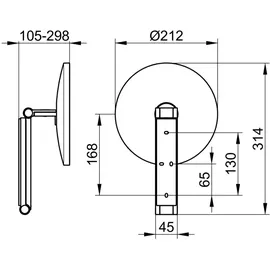 Keuco Kosmetikspiegel iLook_move d 212mm, unbel., Schwenk., alu./finish