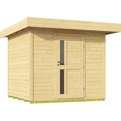 Gartenhaus WEKA "Designhaus 172", beige (naturbelassen), Fußboden im Gartenhaus, ohne Dacheindeckung, Holz, Gartenhäuser