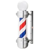 Barberpub Barber-Pole Barbierstab Edelstahl, Kunststoff L018B drehbar 1x LED-Kugelleuchte weiß