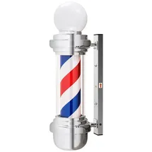 Barberpub Barber-Pole Barbierstab Edelstahl, Kunststoff L018B drehbar 1x LED-Kugelleuchte weiß