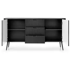 Deine Möbel 24 Kommode 168 x 87 x 39 cm Weiß/Schwarz/Beige/Gold