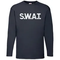 Urban Backwoods Langarmshirt S.W.A.T. Langarm T-Shirt Beer Fun Kostüm Polizei Police Fasching (1-tlg) Karneval Verkleidung Fastnacht Fassenacht Faschings-Shirt blau L