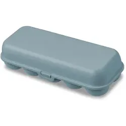 Koziol Eierbox EGGS TO GO für 10 Eier, spülmaschinengeeignet, Praktischer Eierbehälter mit sicherem Clipverschluss, Farbe: blau