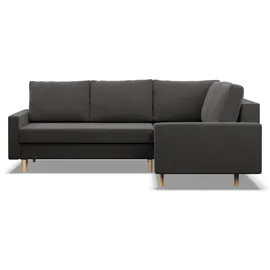mebligo Ecksofa mit Schlaffunktion, Wendekissen, Otomane, Bettkasten, Grau - Grau