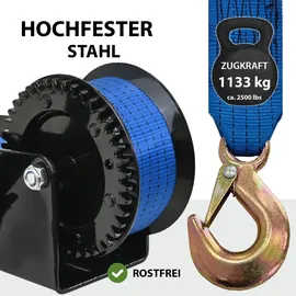 Trutzholm Gurtwinde 1133 kg Polyester 10 m blau mit Lasthaken Sperrhebel