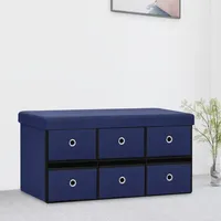 VidaXL Faltbare Sitzbank mit Stauraum Blau 76x38x38 cm Leinenoptik
