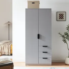 [en.casa] Kleiderschrank Eiselfing 80 x 176 x 52 cm Grau