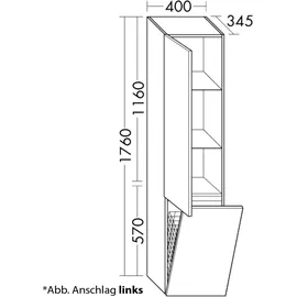 Burgbad Lin20 Hochschrank 40 x 34,5 cm Basaltgrau Matt Eiche