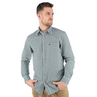 OS-Trachten Trachtenhemd Panxeta Langarmhemd mit Stickerei auf der Brusttasche grün 37/38