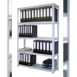 Szagato Archivregal 200x100x30 cm 78 Ordner 6 Metallböden 150 KG/Boden lichtgrau SZAGATO Metallregal Fachbodenregal Lagerregal Metall Fachboden Regal
